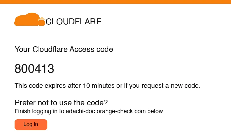 Cloudflare Access の認証コード通知メール